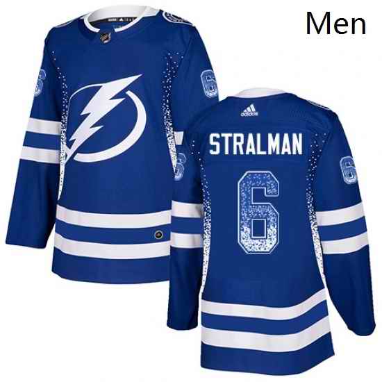 Mens Adidas Tampa Bay Lightning 6 Anton Stralman Authentic Blue Drift Fashion NHL Jersey